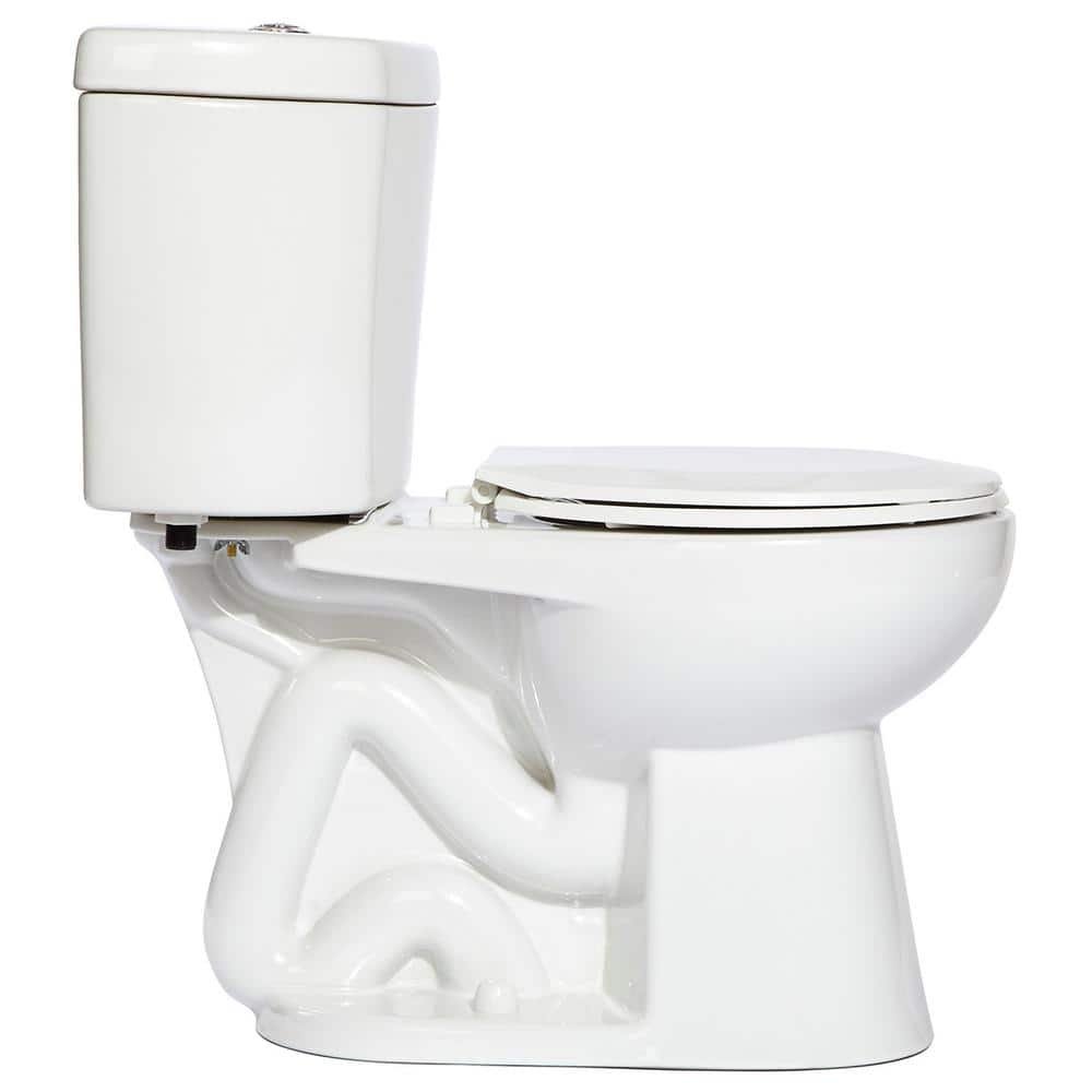 10 in. Rough-in 2-Piece 0.8 GPF Single Flush Round Front Toilet in White - Image 3