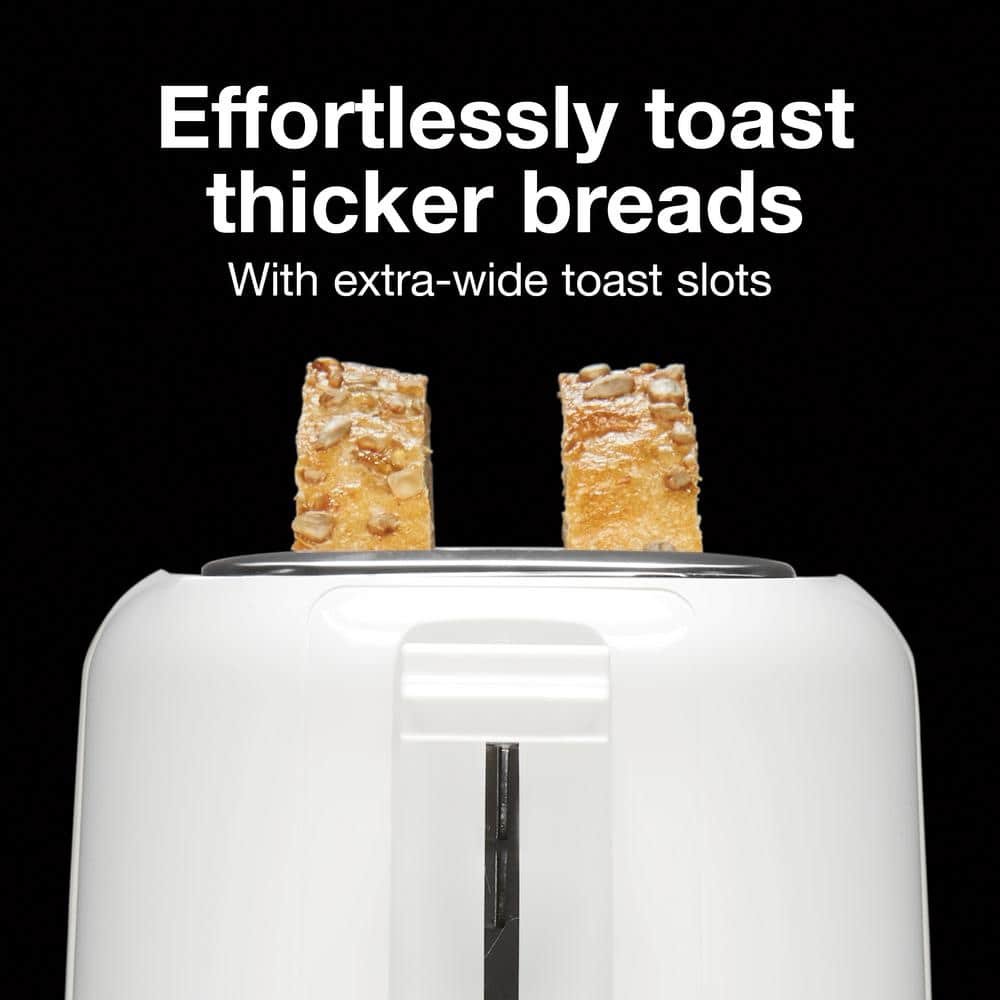 700-Watt 2-Slice Wide Slot White Toaster - Image 3