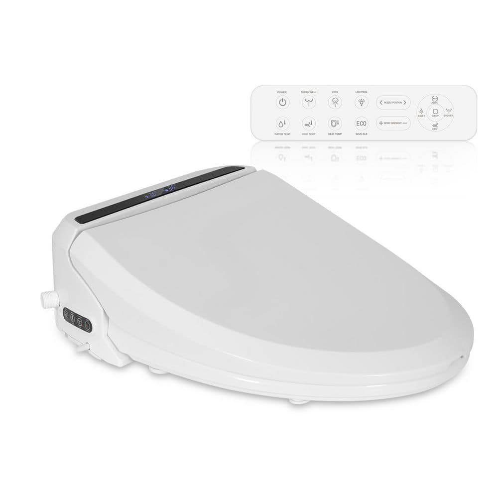 Smart Electric Bidet Seat for Elongated Toilet in White with Remote Control, Heated Seat, Deodorizer and Nightlight - Image 3
