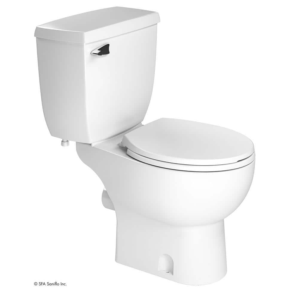 SaniAccess2 2-Piece 1.28 GPF Single Flush Round Toilet with 0.5 HP Macerating Pump in White - Image 4