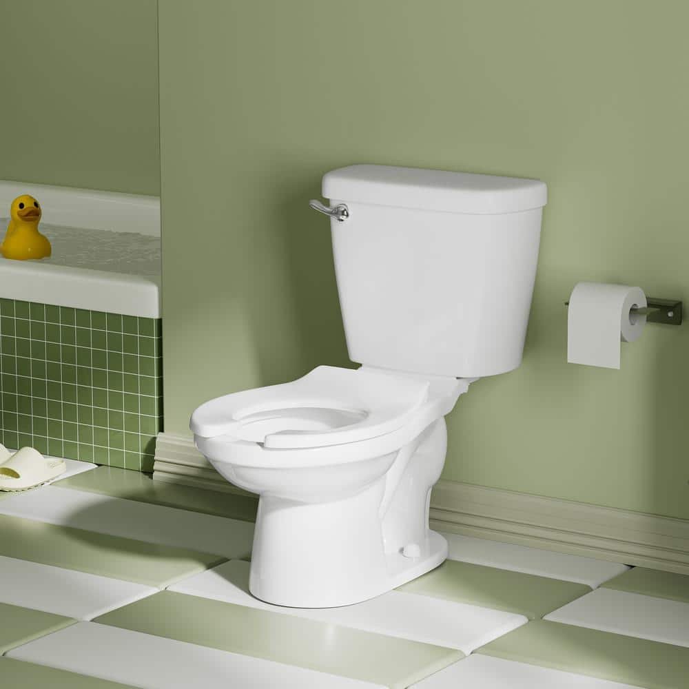 2-Piece Children Toilet 1.28 GPF Single Flush Round Toilet in White, Seat Included - Image 2