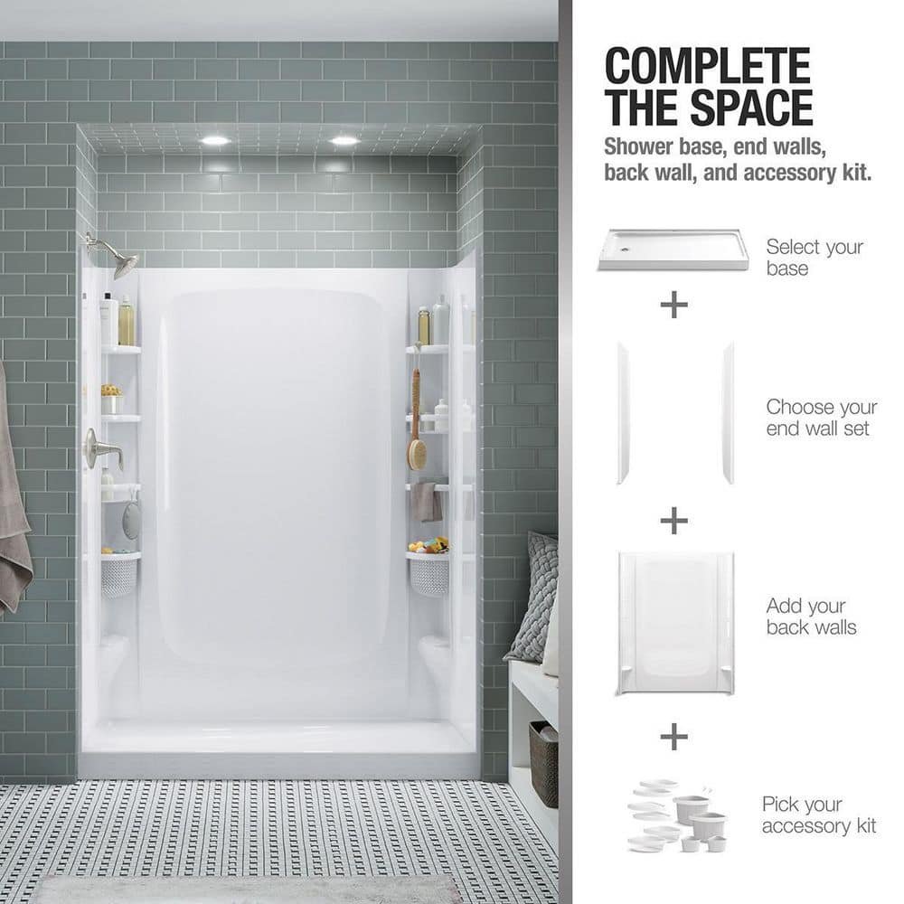 STORE+ 36 in. x 76 in. 1-Piece Direct-to-Stud Alcove Shower Back Wall in White - Image 4