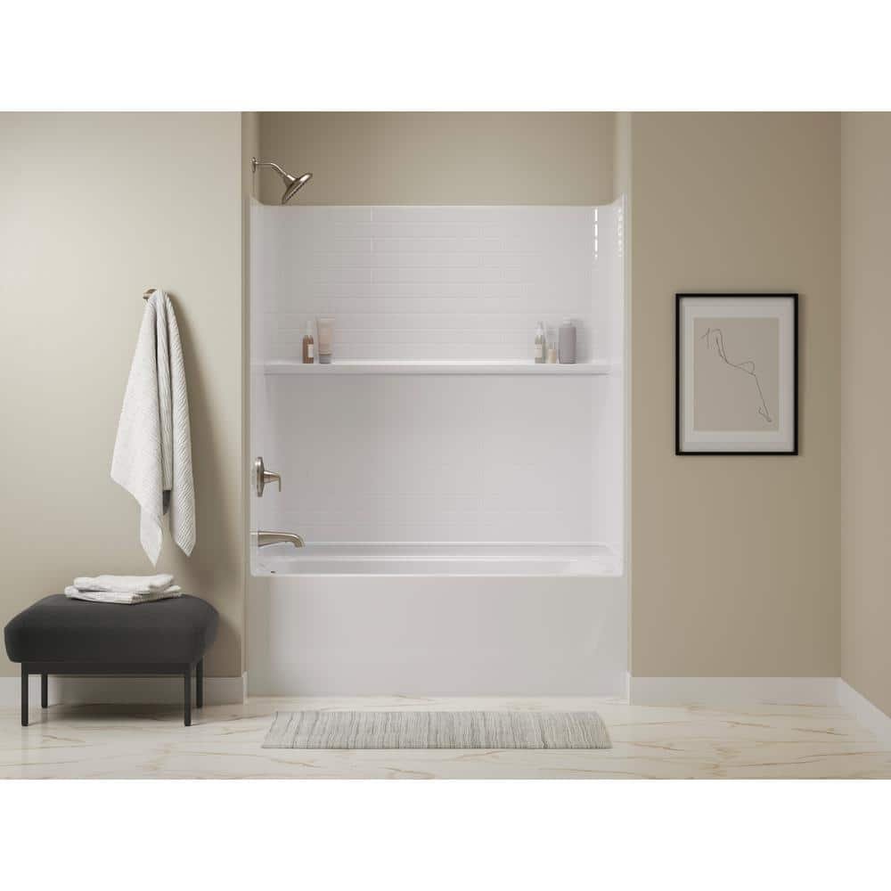 Traverse 60 in. L x 30 in. W x 60 in. H Right-Hand Drain Rectangular Tub/ Shower Combo Unit in White - Image 2