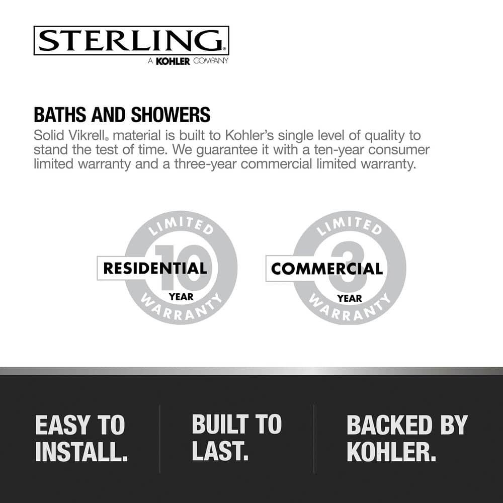 Accord 36 in. x 60 in. x 56.75 in. 3-Piece Direct-to-Stud Complete Tub Wall Set with Backers in White - Image 3