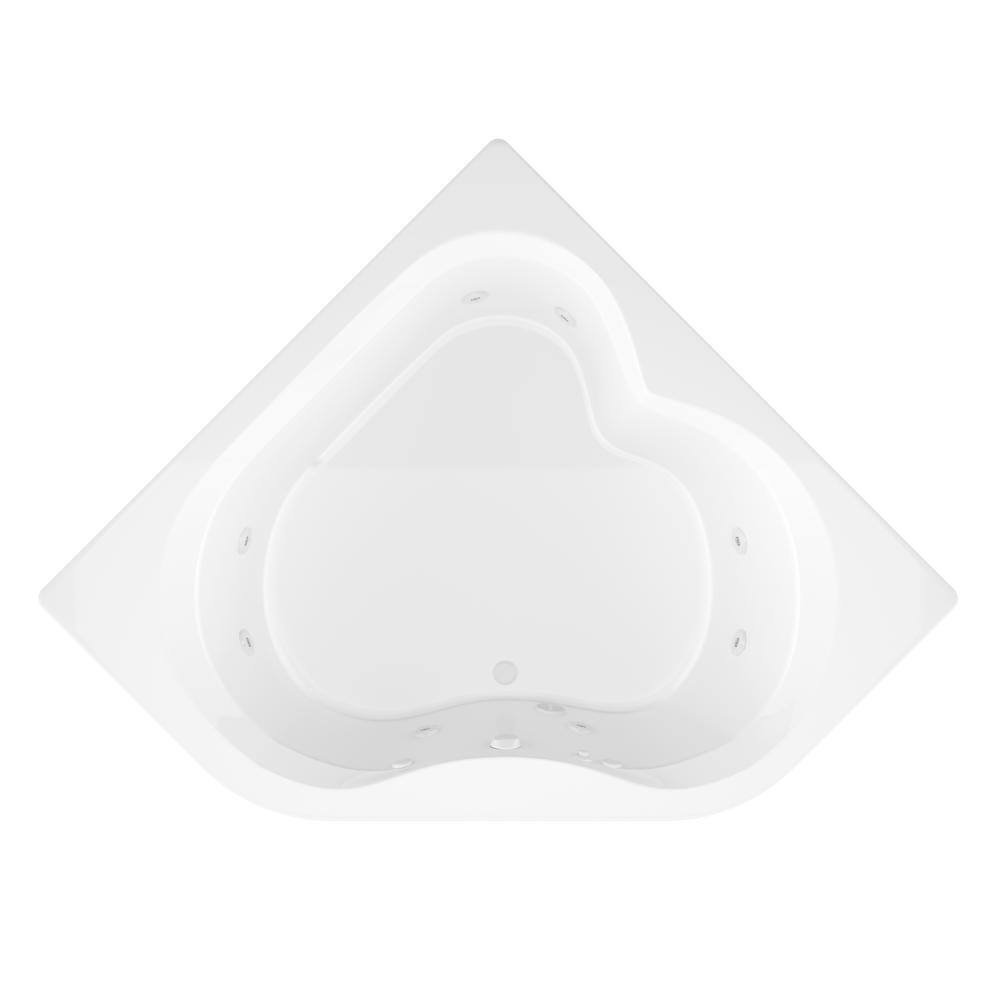 Beryl Series 84 in. x 62 in. Neo Angle Whirlpool Bathtub with Center Drain and V-Style Back Jets in Glossy Smooth White - Image 3