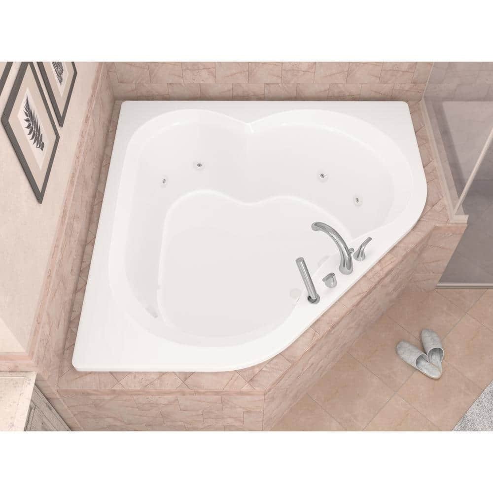 Beryl Series 84 in. x 62 in. Neo Angle Whirlpool Bathtub with Center Drain and V-Style Back Jets in Glossy Smooth White - Image 2