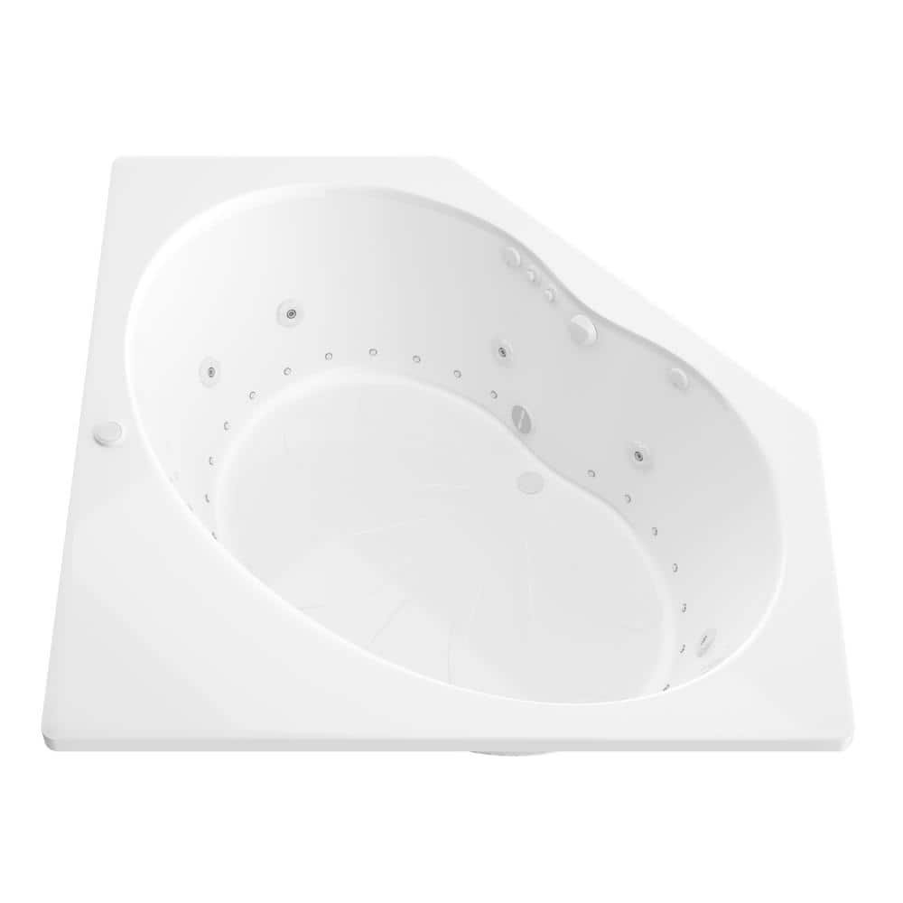 Carnelian 5 ft. Center Drain Whirlpool and Air Bath Tub in White