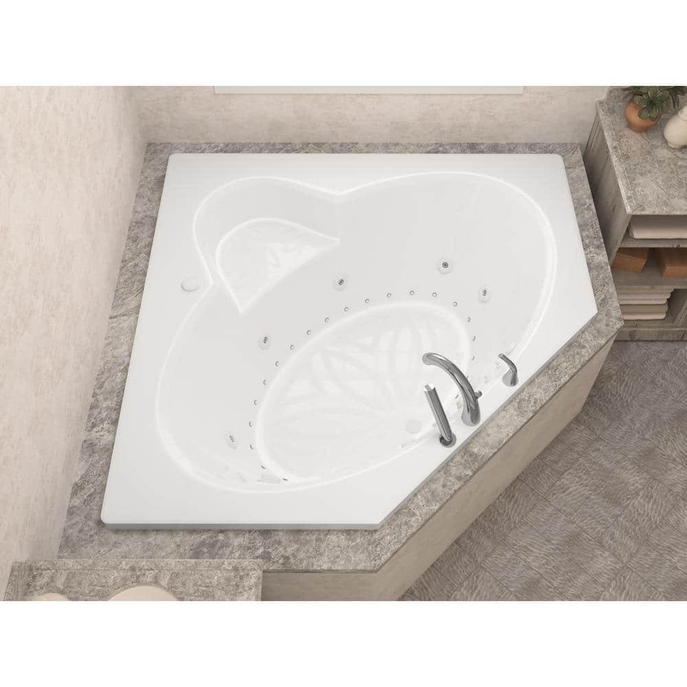Malachite 5 ft. Acrylic Corner Drop-in Whirlpool Air Bathtub in White - Image 3