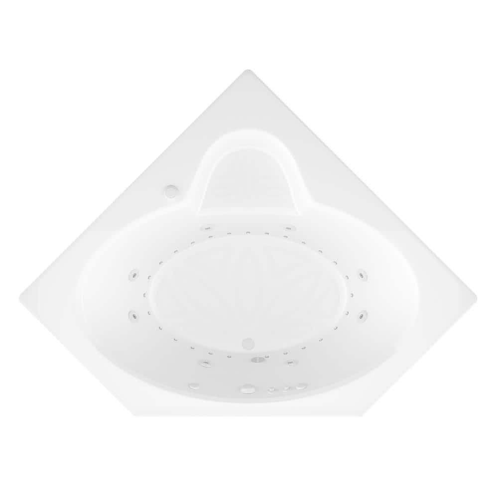 Malachite 5 ft. Acrylic Corner Drop-in Whirlpool Air Bathtub in White - Image 2