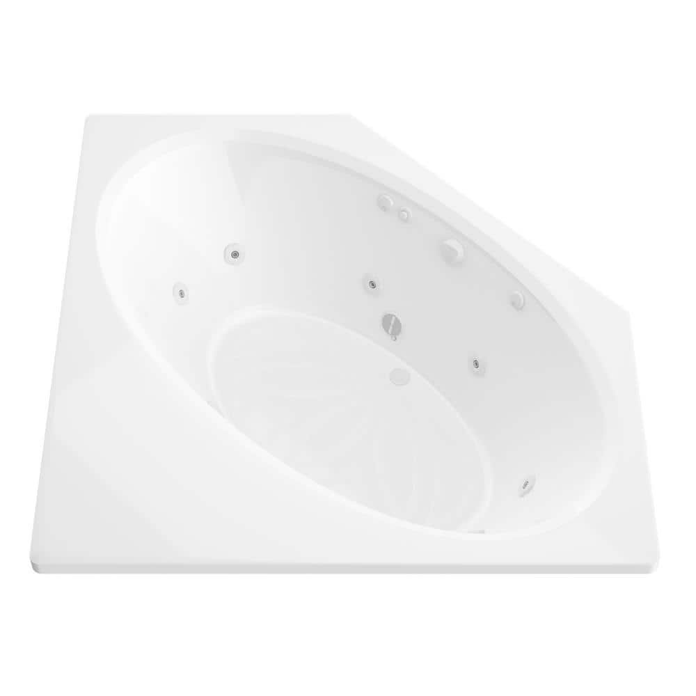 Mali Series 83 in. x 62 in. Neo Angle Whirlpool Bathtub with Center Drain and V-Style Back Jets in Glossy Smooth White