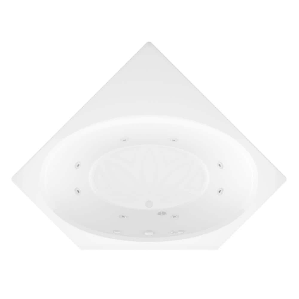 Mali Series 83 in. x 62 in. Neo Angle Whirlpool Bathtub with Center Drain and V-Style Back Jets in Glossy Smooth White - Image 2