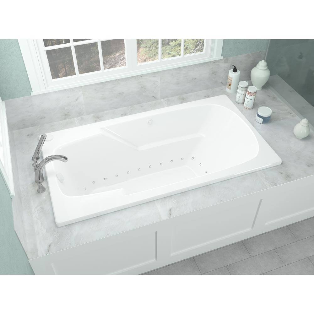 Coral Series 59 in. x 36 in. Rectangular Air Bathtub with Right Side Drain and Aromatherapy in Glossy Smooth White - Image 3