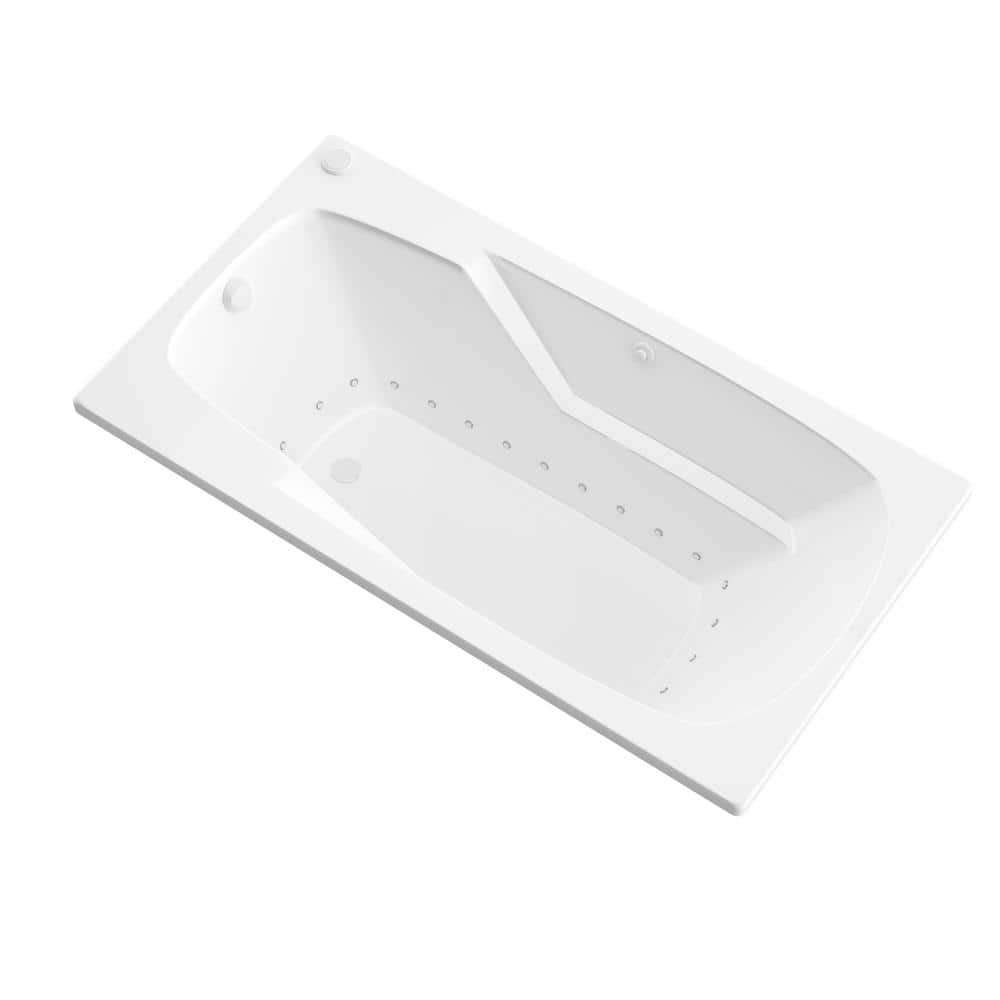 Coral Series 59 in. x 36 in. Rectangular Air Bathtub with Right Side Drain and Aromatherapy in Glossy Smooth White