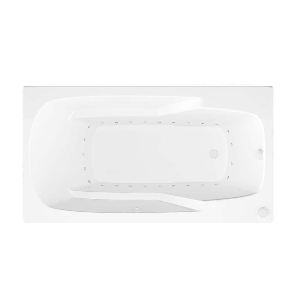 Coral Series 59 in. x 36 in. Rectangular Air Bathtub with Right Side Drain and Aromatherapy in Glossy Smooth White - Image 2