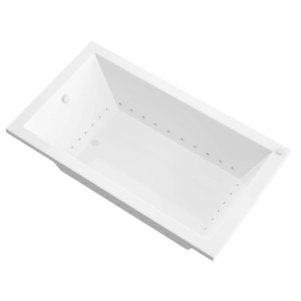Sapphire Series 60 in. x 42 in. Rectangular Air Bathtub with Right Side Drain and Aromatherapy in Glossy Smooth White