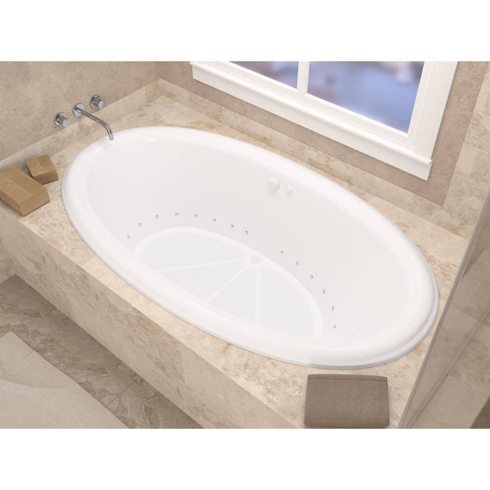 Topaz Series 78 in. x 44 in. Oval Air Bathtub with Center Drain and Marine Grade Acrylic in Glossy Smooth White - Image 3