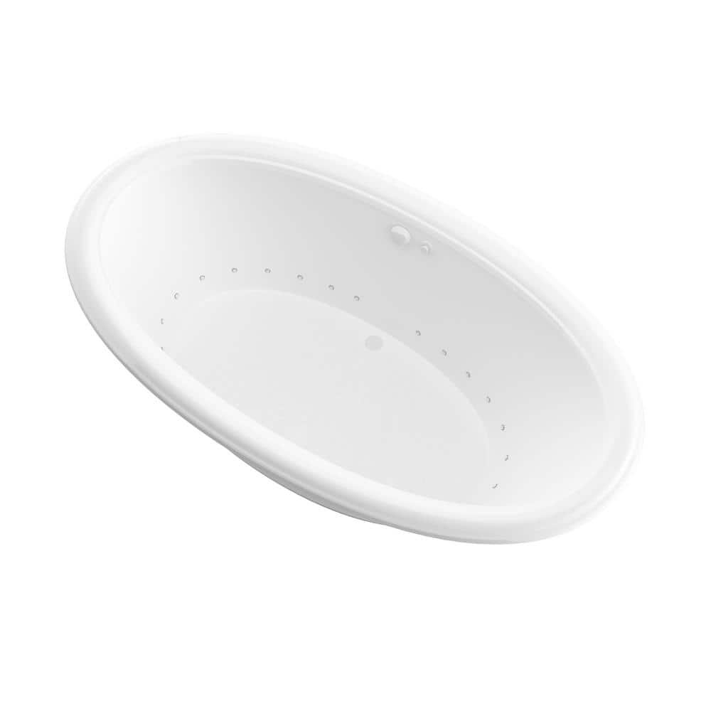 Topaz Series 78 in. x 44 in. Oval Air Bathtub with Center Drain and Marine Grade Acrylic in Glossy Smooth White