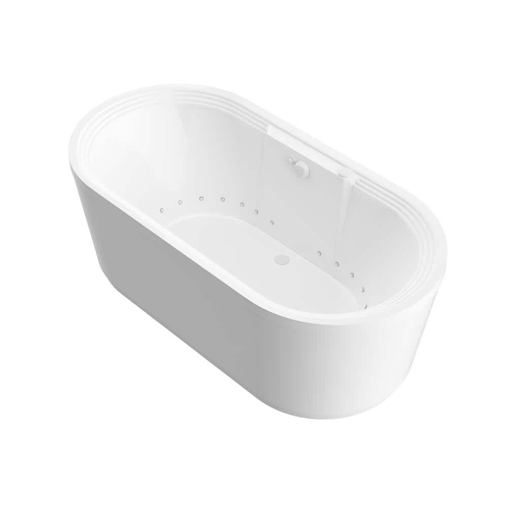 Pearl 5.6 ft. Acrylic Center Drain Flatbottom Whirlpool and Air Bath Tub in White