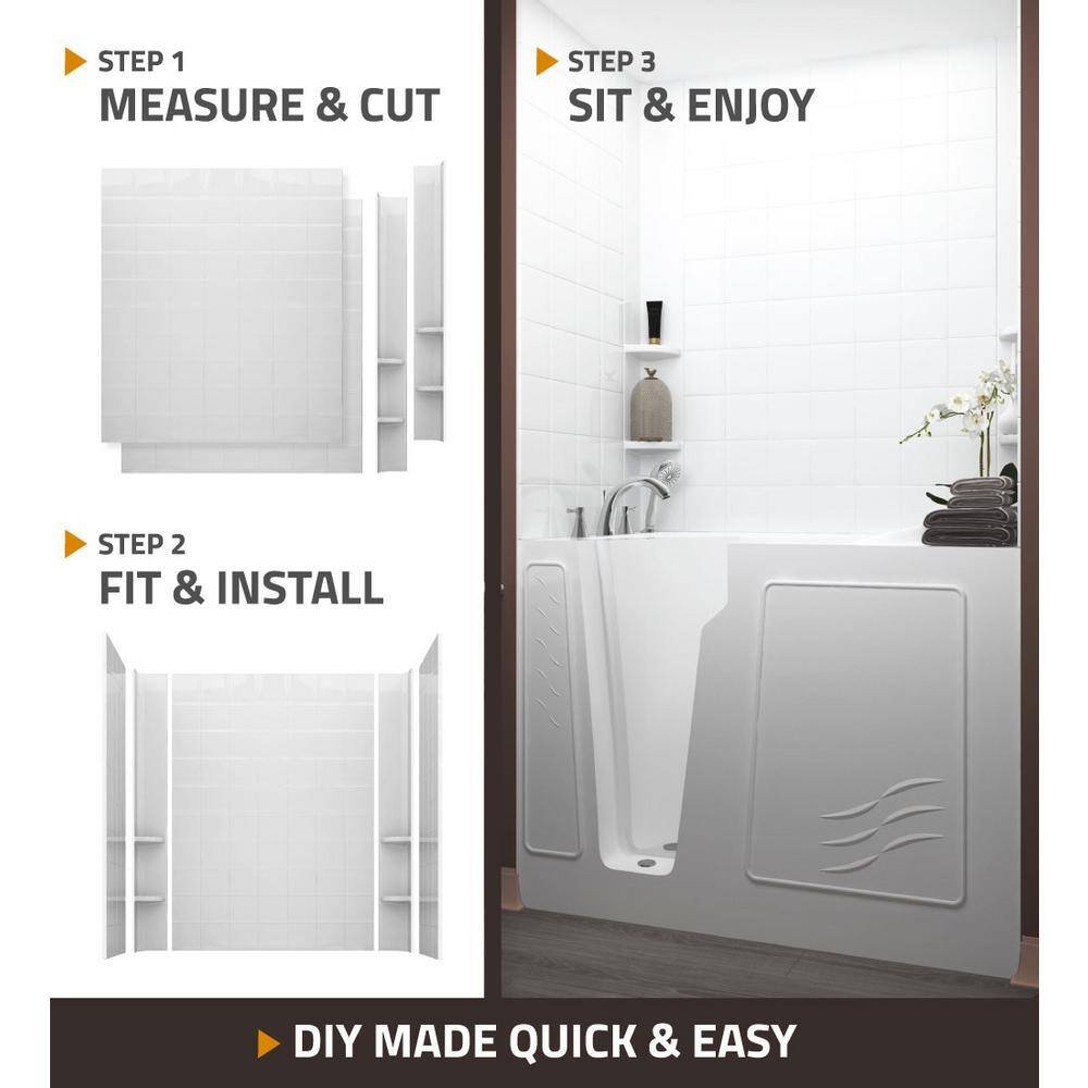 Rampart 4.5 ft. Walk-in Air Bathtub with Easy Up Adhesive Wall Surround in White - Image 3
