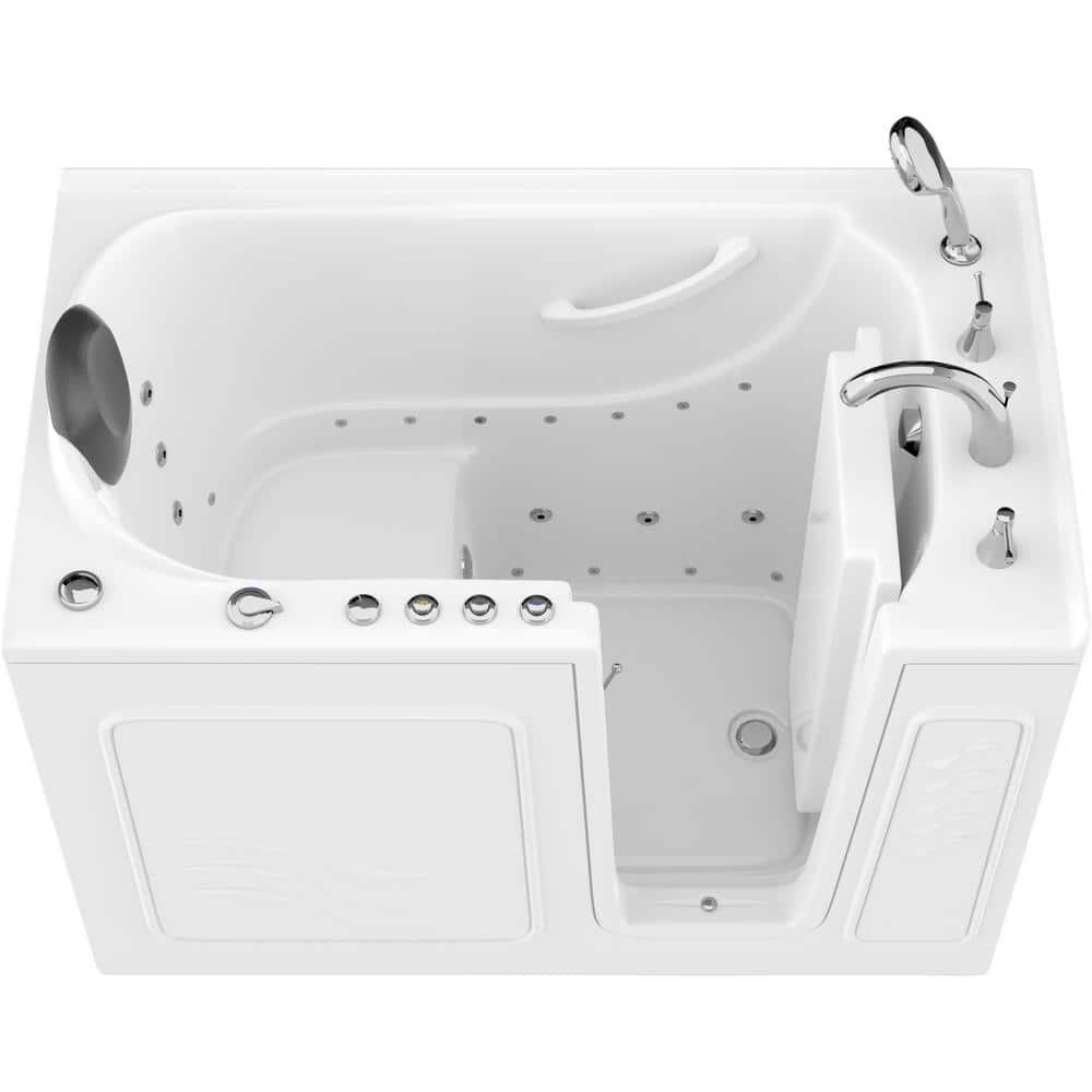 Safe Premier Series 30 in. L x 52 in. W Right Side Drain Combination Jetted Bathtub in White with Fast Fill Faucet Set