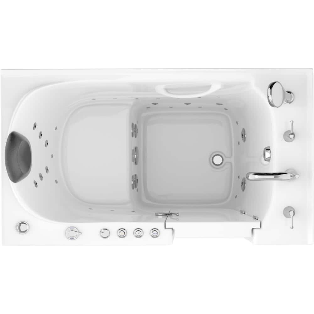 Safe Premier Series 30 in. L x 52 in. W Right Side Drain Combination Jetted Bathtub in White with Fast Fill Faucet Set - Image 2