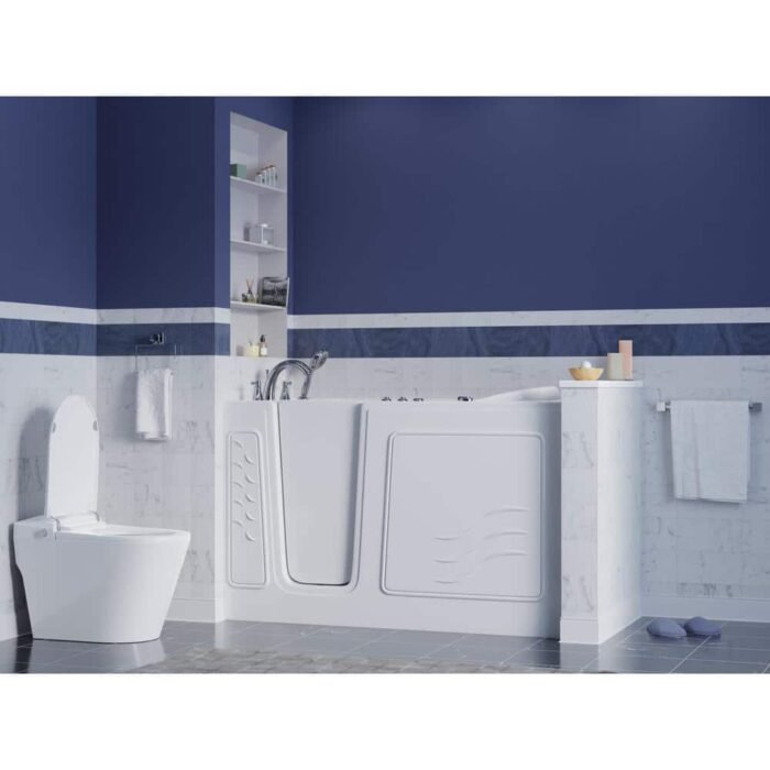 Universal Collection 30 in. L x 59 in. W Whirlpool Jetted Bathtub with Left Drain in White with Powered Fast Drain - Image 2
