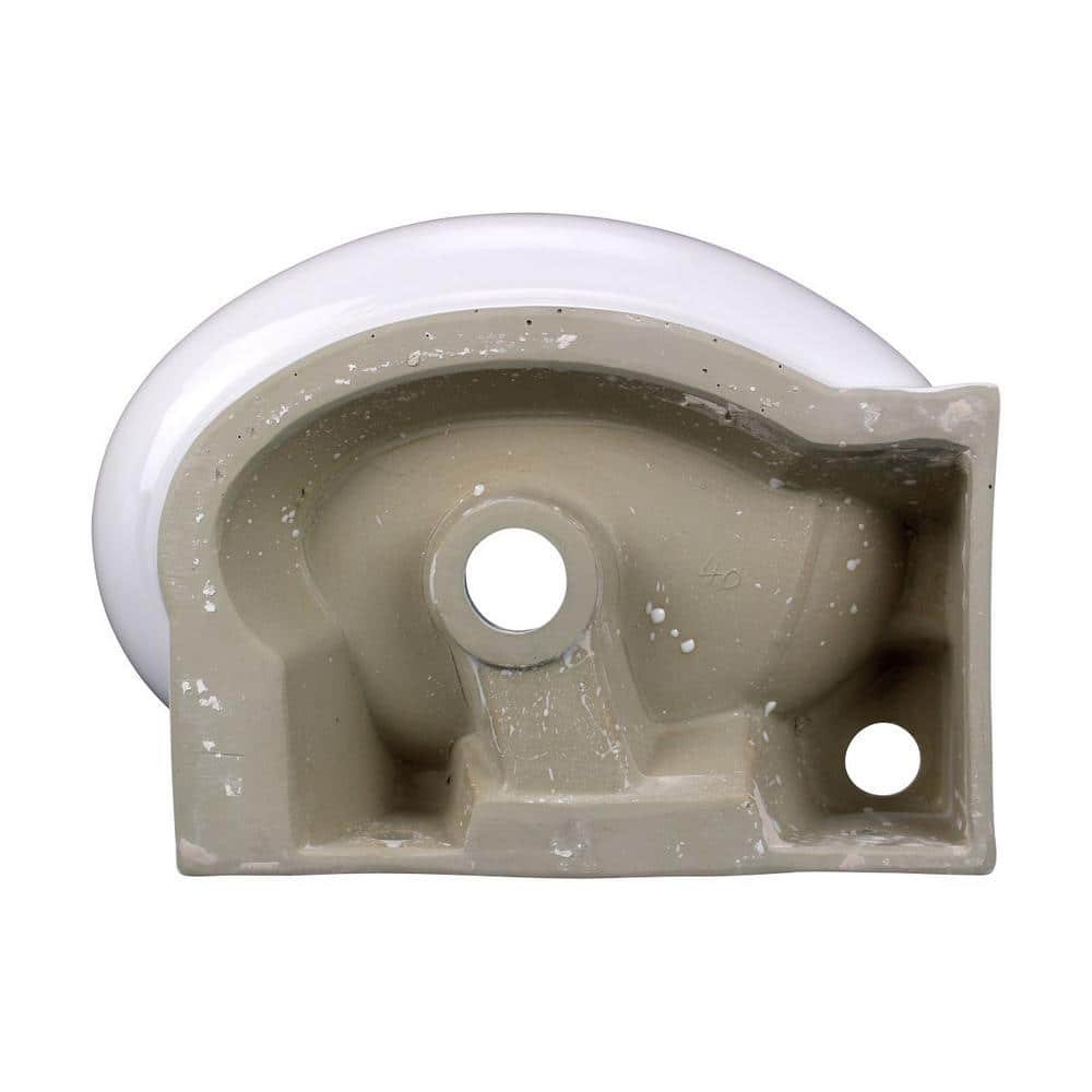 Carlin 16 in. Corner Wall Mounted Bathroom Sink in White with Overflow - Image 4