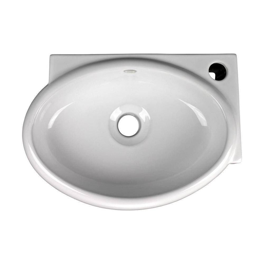 Carlin 16 in. Corner Wall Mounted Bathroom Sink in White with Overflow - Image 3