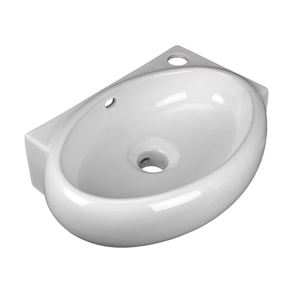 Carlin 16 in. Corner Wall Mounted Bathroom Sink in White with Overflow - Image 2
