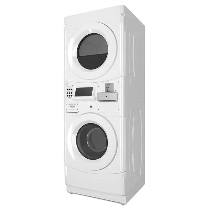 White Commercial Laundry Center with 3.1 cu. ft. Washer and 6.7 cu. ft. 240-Volt Electric Vented Dryer Coin Operated - Image 3