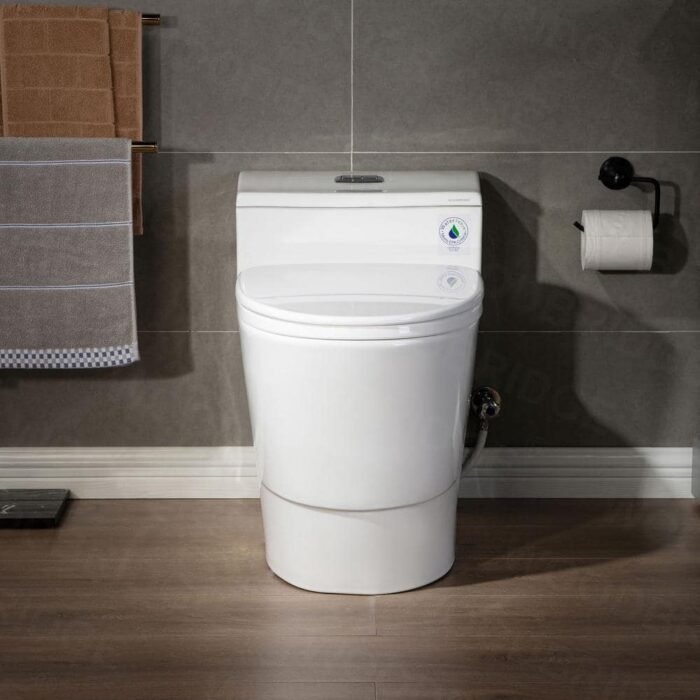 1-piece 1.28 GPF Conserver High Efficiency Dual Flush All-in-One Toilet with Soft Closed Seat Included in White - Image 2