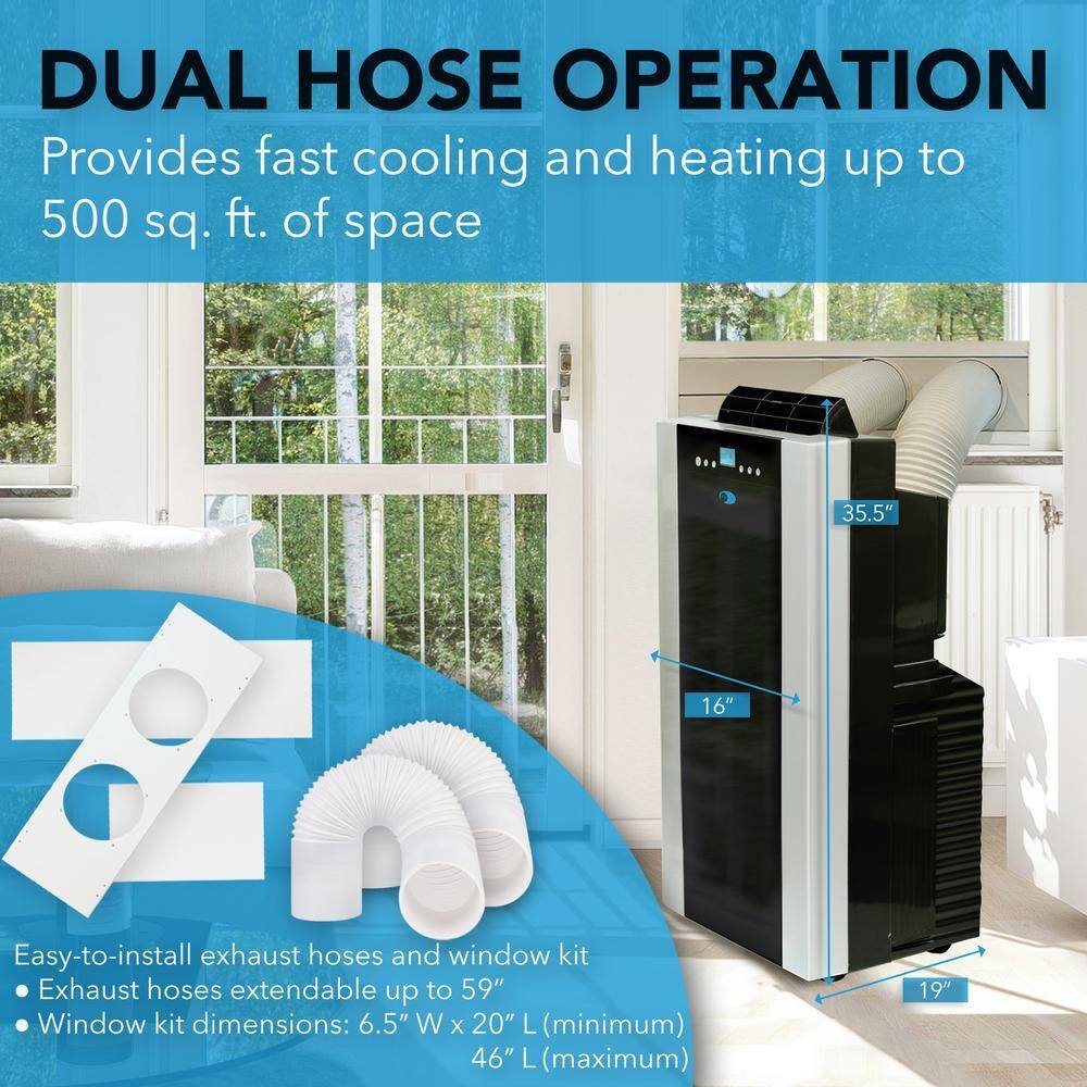 9,200 BTU (14,000 BTU ASHRAE) Portable Air Conditioner Cools 500 Sq. Ft. with Heater, Dehumidifier, and Remote in Black - Image 2