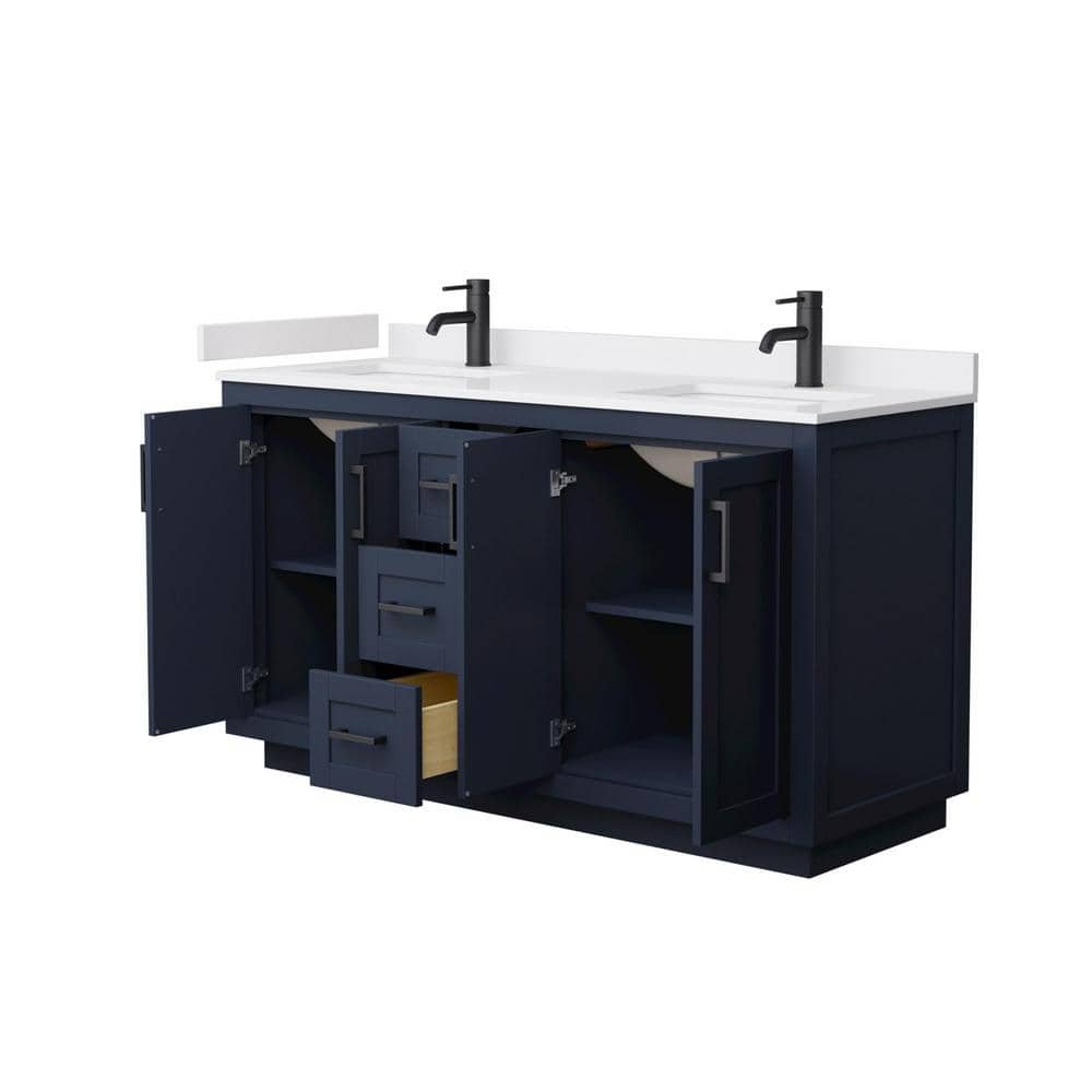 Miranda 60 in. W Double Bath Vanity in Dark Blue with Cultured Marble Vanity Top in White with White Basins - Image 2